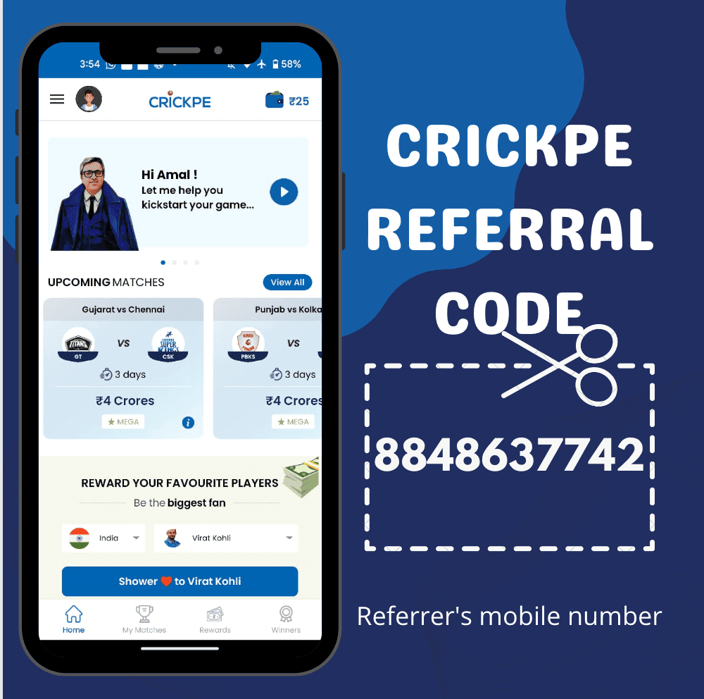 CrickPe Referral Code for ₹75 Bonus Referrers Mobile number